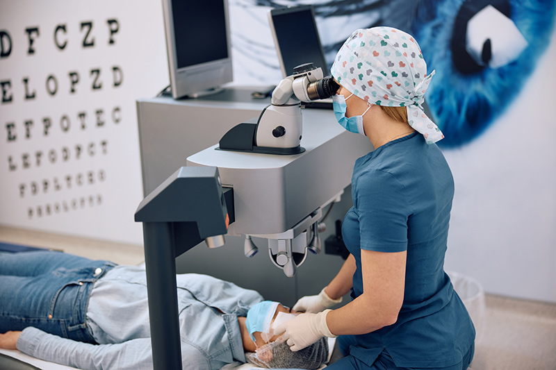 A patient undergoing LASIK surgery